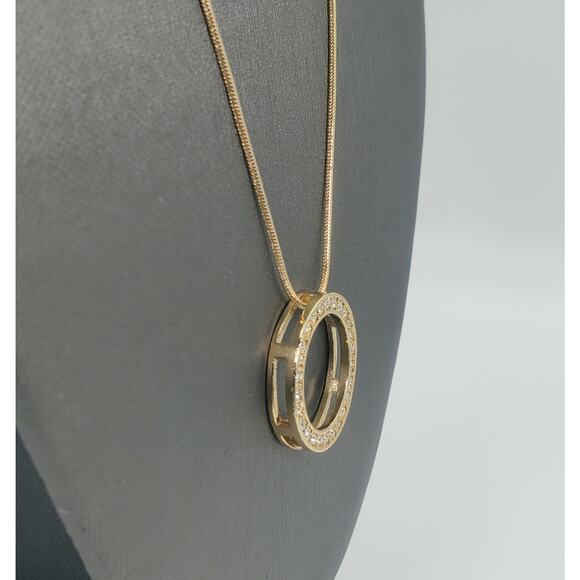 Vintage BM Creations NY Circle of Life Goldtone Rhinestone Pendant Necklace - Picture 6 of 6